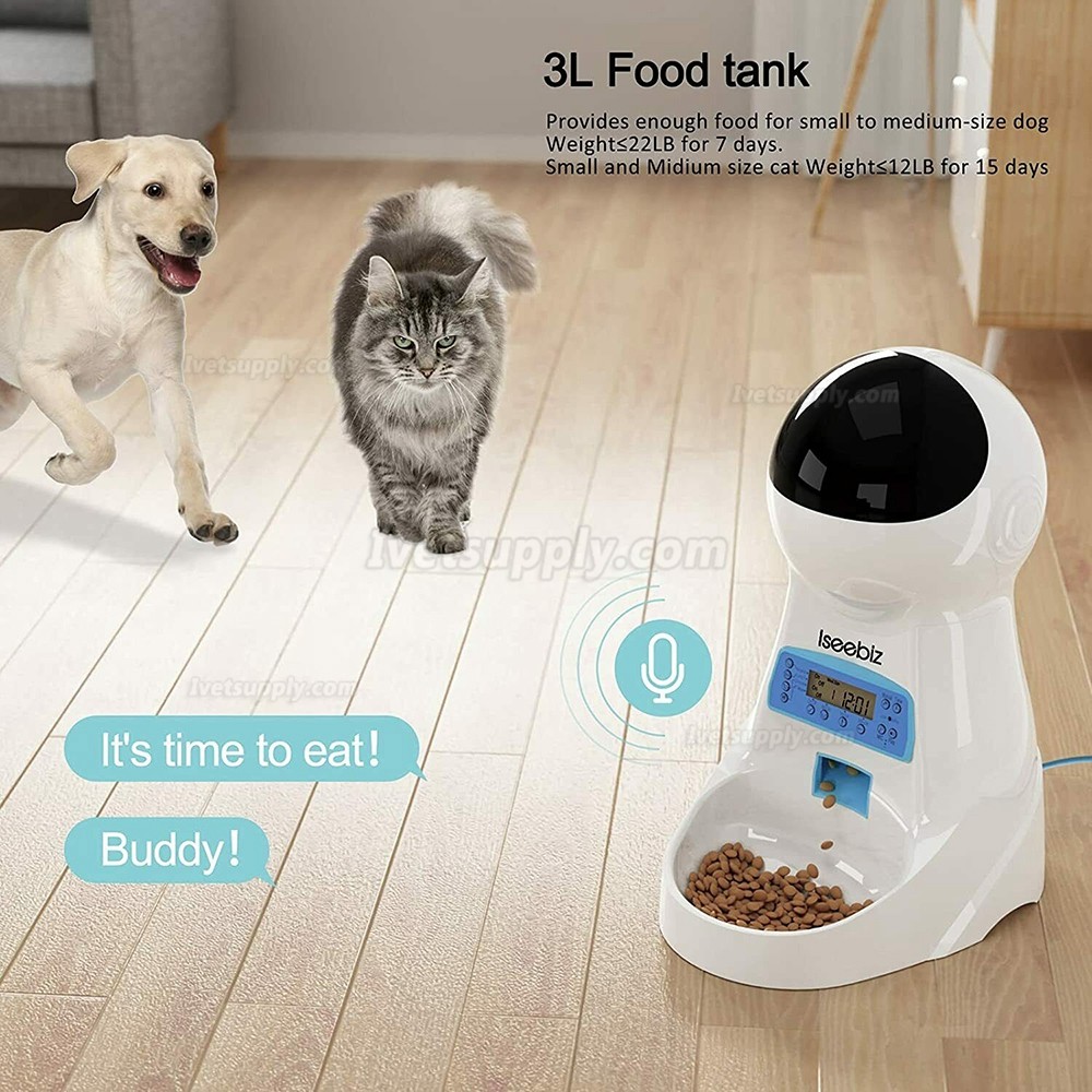 Automatic 3L Pet Cat Dog Timed Feeder Food Dispenser Bowl Portion Control